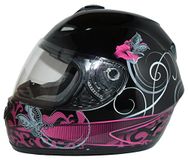 Protectwear Motorhelm Bloemendesign, zwart/paars, L
