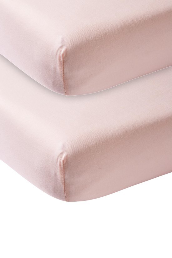 Meyco - jersey hoeslaken - 2-pack - 60x120 cm - lichtroze roze