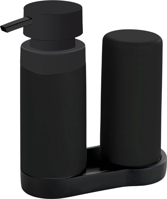 Wenko Afwasmiddel dispenser + zeephuder - Zwart