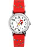 Timex Peanuts Weekender TW2Y39500 Horloge - Textiel - Rood - Ø 31 mm