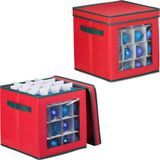 Merkloos Relaxdays Kerstballen opbergbox - Set van 2 - Met elk 32 vakken - 33 x 32 x 32 cm - Vlies