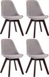 CLP Borneo Set van 4 eetkamerstoelen - Fluweel grijs walnoot