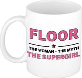 Bellatio Decorations naam cadeau mok - Floor - Woman Myth Supergirl - koffiemok - 300 ml - collega - moederdag