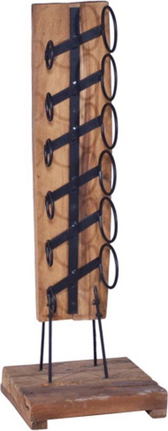 vidaXL Wijnrek voor 6 flessen 35x35x100 cm massief teakhout
