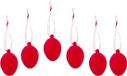 Cepewa Paaseieren hangdecoraties - rood - set van 6x stuks - 4 x 6 cm - kunststof - Pasen versiering