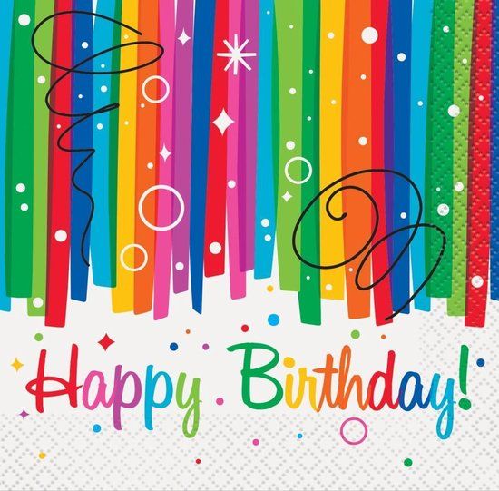 Haza Original Servetten "happy Birthday" Regenboog - 16 stuks