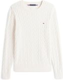 Tommy Hilfiger Classic Cotton Cable Crew Neck Heren Trui - Wit - XXL