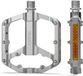 Unyqoos® Pedales de bicicleta 9/16 pulgadas – Aluminio mecanizado CNC, ligero y antideslizante, con reflectores, plateado