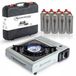 Hikemeister Cuisinière de camping 1 foyer 2200W - Gris - Incl. 8 cartouches de gaz