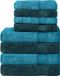 Komfortec Handdoekenset – Set van 8 - 4x Handdoek 50x100 cm en 4x Badhanddoek 70x140 cm - 100% Katoen - Turquoise&Petroleumblauw