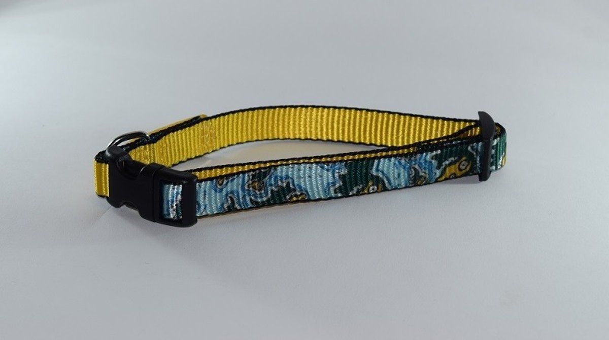 linky Hondenhalsband blauw draakje - L - 2,5 cm x 38 - 59 cm