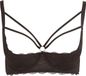 Cottelli Plus Size – Kanten Riem Top Beha met Licht Gevoerde Open Cups en Stijlvolle Buste Ring – Maat 95D – Zwart