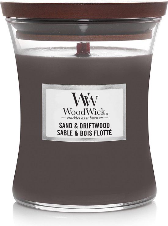 WoodWick Hourglass Medium Geurkaars - Sand & Driftwood - 60 branduren