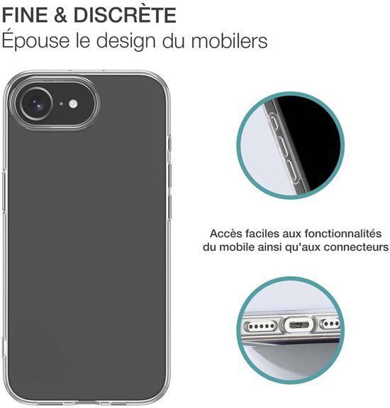 Bigben Connected, Hoesje geschikt voor Apple iPhone 16e - Flexibel met 9H Tempered Glass Screenprotector, Transparant