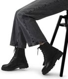 Manfield - Dames - Zwarte leren veterlaarsjes - Maat 42