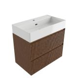 Saniclass Badkamermeubelset - 80x45x72cm - Legend keramische wastafel wit - 1 wasbak - zonder kraangat - 2 lades - mat walnut pure