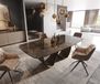 DELIFE Table de salle à manger Edge Boot Céramique Emperador Extra Lucidato Brun foncé 240x120 Infinity Métal finition effet Titane