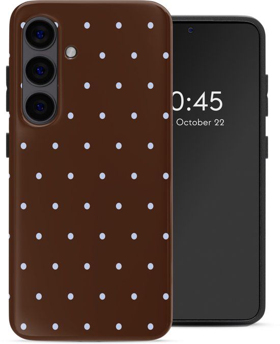 Selencia Hoesje - Samsung Galaxy S24 - Backcover - Happy Dots Chocolate