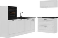Vicco Complete keukeneenheid R-Line, Wit landelijk/Wit, 220 cm antraciet werkblad