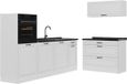 Vicco Complete keukeneenheid R-Line, Wit landelijk/Wit, 220 cm antraciet werkblad