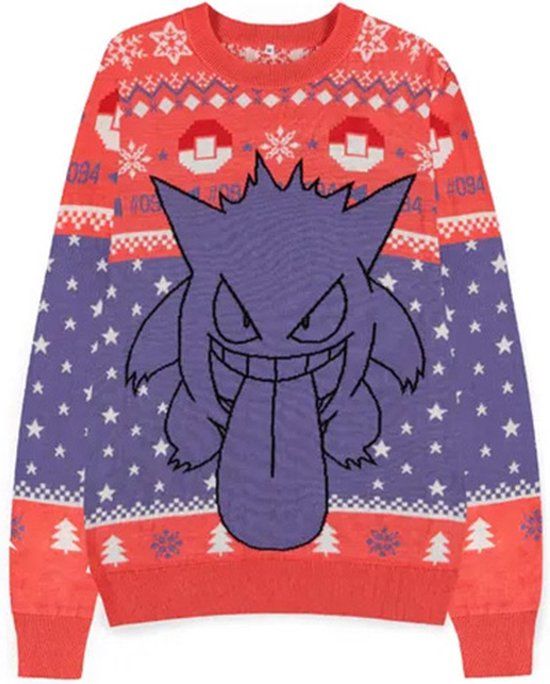 Pokémon Gengar Kersttrui - Roze/Paars - S - Unisex