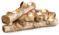 Plow & Hearth Bougeoir en résine imitation bois, bouleau