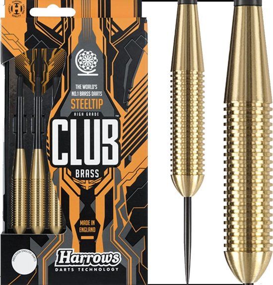 Harrows Club Brass - 23g - Steeltip Dartpijlen - Geel/Zwart - 3 stuks