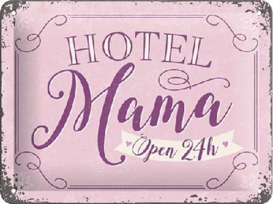 Nostalgic Art Hotel Mama Open 24h Metalen wandbord in reliëf 15 x 20 cm