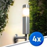 RexTech Solar wandlamp buiten 'Lucifer' - Set van 4 - RVS - Warm wit licht (2700K) - 50 lumen - IP44