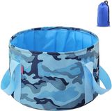 Merkloos Opvouwbare afwasteil voor buiten - Campingwasbak van 15 liter Oxford-stof - Ruimtebesparend - Lichtgewicht - Camouflage Blauw