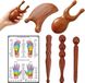 5 pièces bâton de massage trigger point en bois pour pieds, cou, épaules, dos, bras et jambes, contient des images de massage