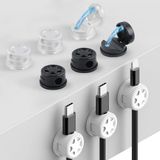 OTraki 9 stuks zelfklevende kabelhouders, 360 graden rotatie, verbeterde rotatie, magnetische bureau-organizer, kabelclip, voor desktop, USB-opladen (wit, zwart, transparant)