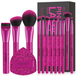 Docolor Coffret Cadeau 14 Pièces Pinceaux de Maquillage Imprimé Léopard Fuchsia