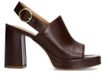 Sacha - Femme - Sandales à talon et boucle en cuir marron foncé - Taille 36