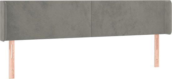 vidaXL Hoofdbord met randen 203x16x78/88 cm fluweel lichtgrijs