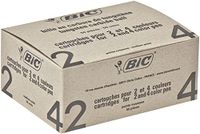BIC 4 kleuren balpenvullingen rood 4 kleuren, 50 stuks, onuitwisbare inkt, lijndikte 0,4 mm