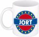 Bellatio Decorations - Jort voornaam - koffiemok - beker - wit/blauw - 300 ml
