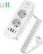 Prise encastrable avec 4 USB - Multiprise de table double avec interrupteur - Bloc multiprise avec câble de 2 m à fil souple - Blanc