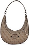 GUESS schoudertas Lindsey Hobo Latte Logo Lichtbruin