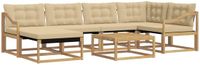 vidaXL Hoek loungeset 7-delig Wit en Beige Massief Acacia Hout