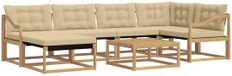 vidaXL Hoek loungeset 7-delig Wit en Beige Massief Acacia Hout