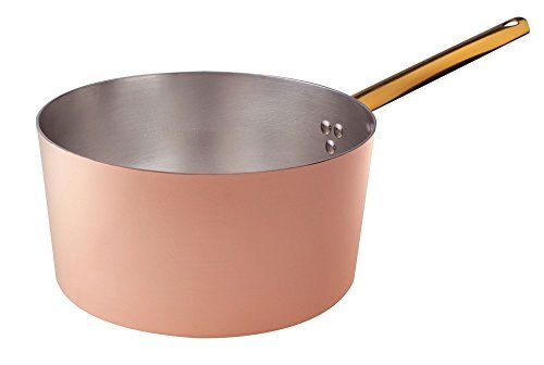 Pentole Agnelli ALCU10516 Hoge Braadpan met handvat, glad vertind koper, 16 cm