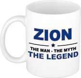 Bellatio Decorations Naam cadeau Zion - The man, The myth the legend koffie mok / beker 300 ml - naam/namen mokken - Cadeau voor o.a verjaardag/ vaderdag/ pensioen/ geslaagd/ bedankt