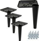 Pieds de meubles en métal, lot de 4, 13 cm, noir mat
