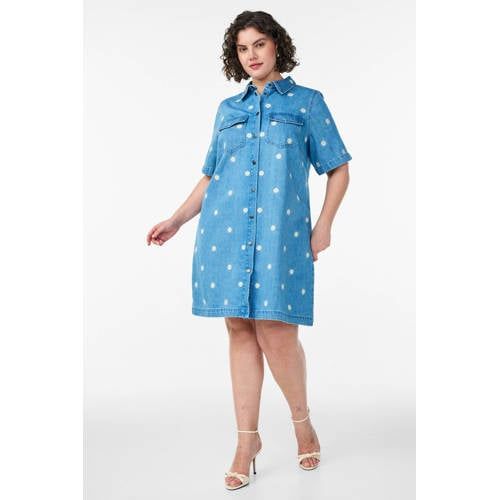 Zizzi Denim Gebloemde Spijkerjurk