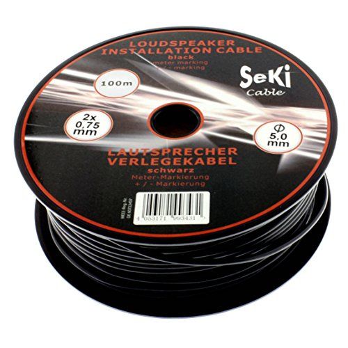 Luidsprekerkabel ROND 2x0,75mm² - zwart - 100 m spoel - CCA - PA-installatiekabel - audiokabel - luidsprekerkabel
