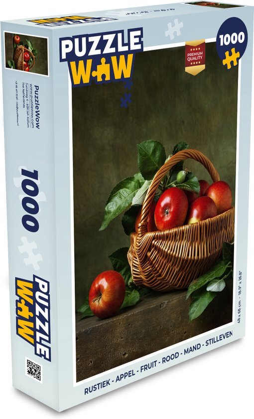 MuchoWow Puzzel Rustiek - Appel - Fruit - Rood - Mand - Stilleven - Legpuzzel - Puzzel 1000 stukjes volwassenen - Sinterklaas cadeautjes - Sinterklaas voor grote kinderen