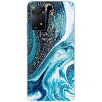 1001 coques Xiaomi Bedrukt siliconen hoesje compatibel met Xiaomi Redmi Note 11 Pro Plus 5G Marbre bleu paillete