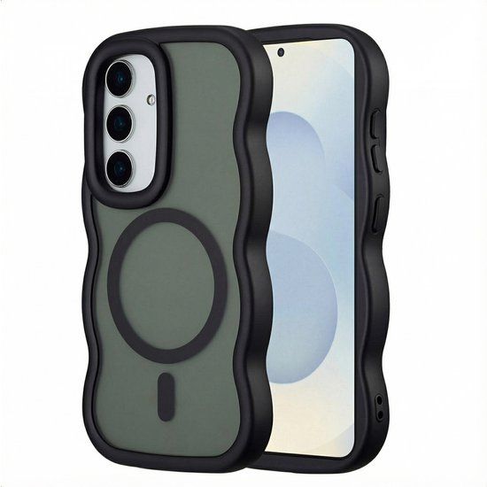Selencia Wavy Case - Golvend Hoesje geschikt voor Samsung Galaxy S24 / S25 - Zwart