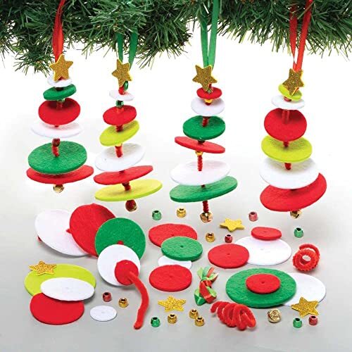 Baker Ross FC174 Stapelbare kerstboom set- pak van 6, foam knutsel activiteiten voor kinderen om te maken, versieren en tentoon te stellen, een perfect cadeau voor creatieve kinderen